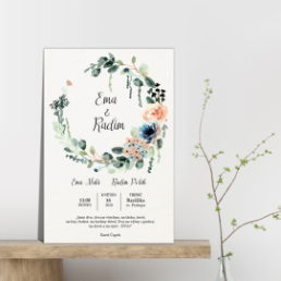 Originální svatební oznámení s fotkou - Watercolor floral